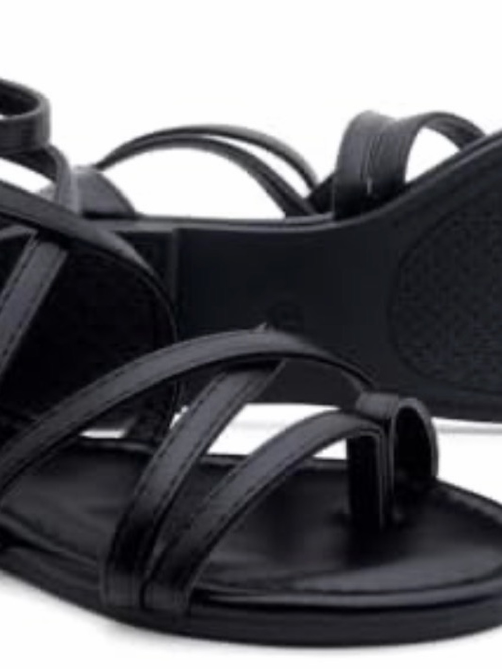 Black Strappy Women's Sandals - Classic Everyday Style